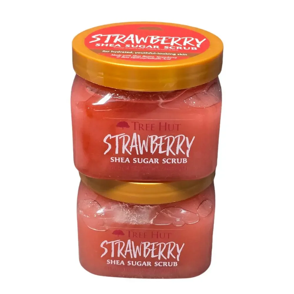 TREE HUT Strawberry Shea Sugar Scrub 18 oz | Exfoliating Body Care Set of 2